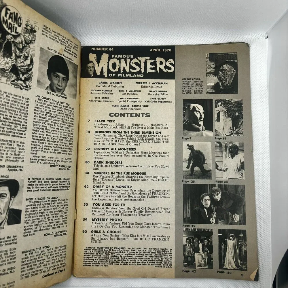Famous Monsters of Filmland Magazine #64 April 1970 Lugosi Karloff Basil Gogos